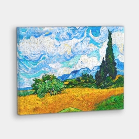 Obraz z puzzli – Pole pszenicy z cyprysami (Van Gogh)