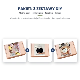 Pakiet kreatywny do wyplatania – kubek, zwierzątka i torebka