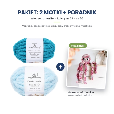 Ośmiornica z chenille - włóczka + poradnik