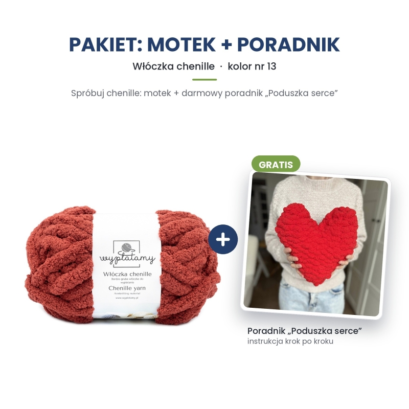 Chenille STARTER - motek + poradnik „Poduszka serce” gratis Chenille STARTER - motek + poradnik „Poduszka serce” gratis
