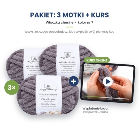 Kurs wyplatania koca + 3 motki chenille nr 7