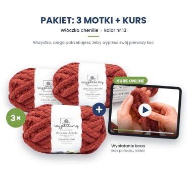 Kurs wyplatania koca + 3 motki chenille nr 13