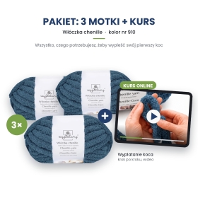 Kurs wyplatania koca + 3 motki chenille nr 910