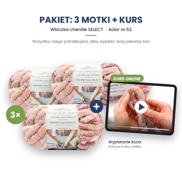 Kurs wyplatania koca + 3 motki chenille select nr 52