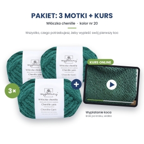 Kurs wyplatania koca + 3 motki chenille nr 20