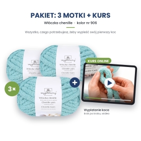 Kurs wyplatania koca + 3 motki chenille nr 906