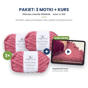 Kurs wyplatania koca + 3 motki chenille premium nr 206