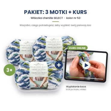 Kurs wyplatania koca + 3 motki chenille select nr 53