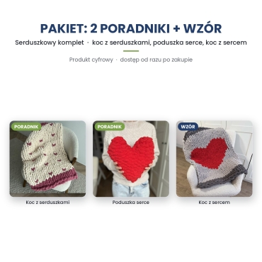 Serduszkowy komplet – 2 poradniki + wzór na koc z sercem