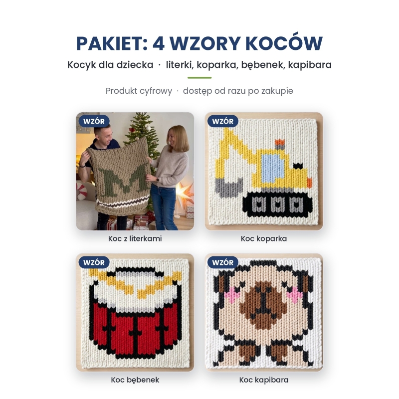 Kocyk dla dziecka – pakiet 4 wzorów na koc Kocyk dla dziecka – pakiet 4 wzorów na koc