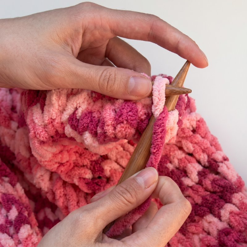 Knitting needles with cable